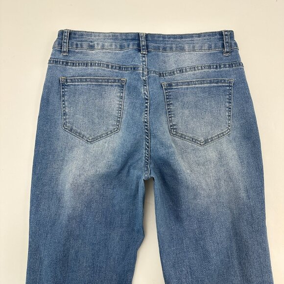 Unbranded Crop Flare Raw hem Women's size M Medium Blue Denim Jeans - Picture 4 of 4